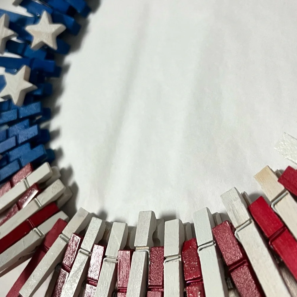 4th of July Cloth line wreath, red white and blue